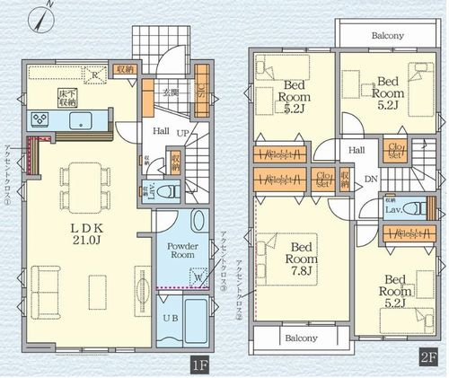 【間取り】 | 【仲介手数料０円】座間市緑ヶ丘2期　新築一戸建て　全2棟 | 1号棟　座間市緑ヶ丘2期　新築一戸建て　全2棟