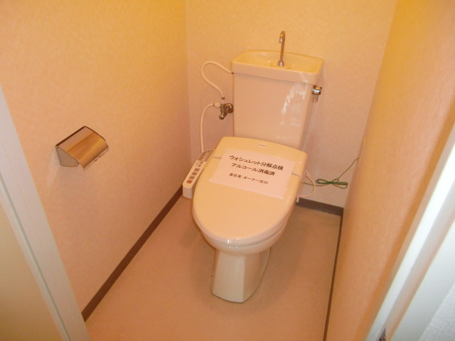 白い小さなマンション六甲のトイレ