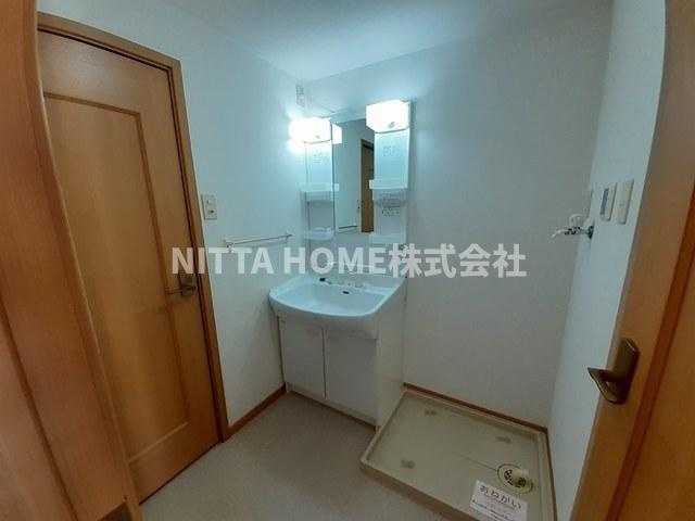 パパイヤプレースＡの洗面所|シャワー付きの洗面化粧台もありますよ◆