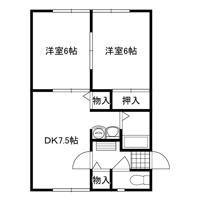 桐生市錦町２丁目のアパートの間取り