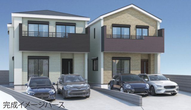 横浜市旭区川井本町 新築戸建て【仲介手数料無料】カースペース2台の外観パース
