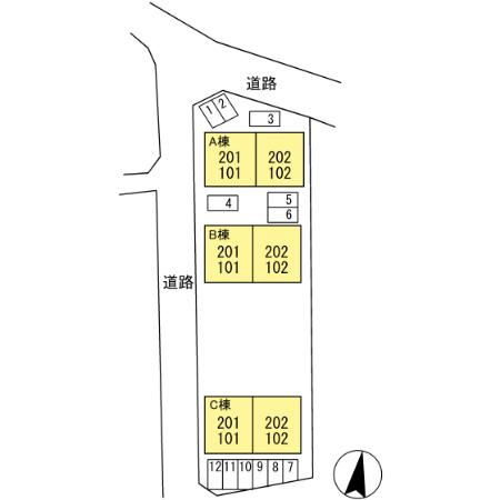 アメニティ津志田　Bの区画図