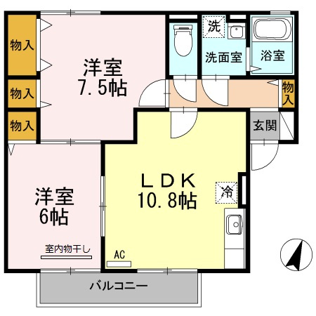 【間取り】 | グリーンベルズ　A棟