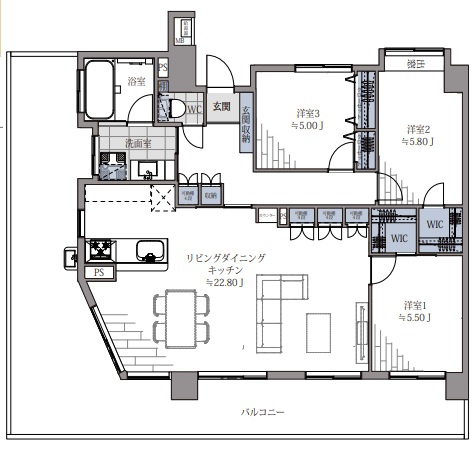 【間取り】 | モントーレ地行ガーデン☆仲介手数料無料☆