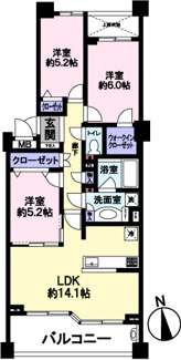 【間取り】 | ラヴィドール府中武蔵野台 | 小学校・中学校とも徒歩5分以内です。ペットと暮らせるお部屋です(規約あり)。