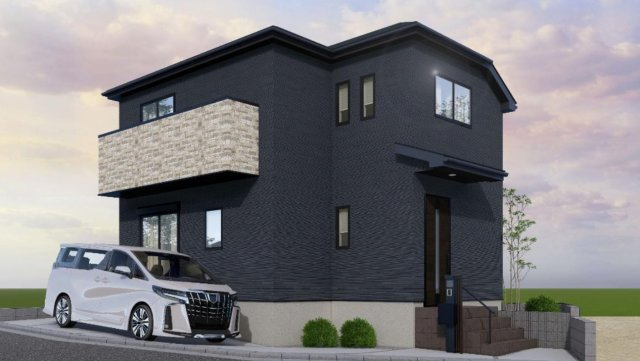 横浜市青葉区藤が丘2丁目 新築戸建て【仲介手数料無料】カースペース2台の外観パース