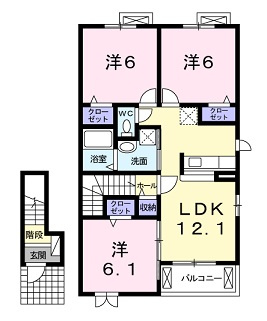 広島市安佐北区可部南１丁目のアパートの間取り
