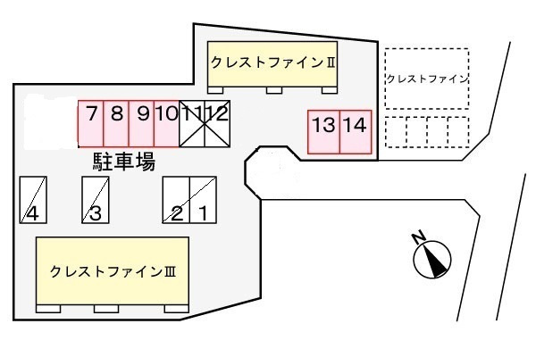 クレストファイン２の地図|駐車場