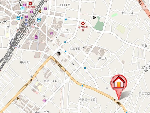 柏市東１丁目のアパートの地図