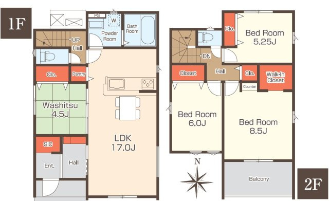 住宅用地・建築条件付き売地　郡山市富田町前川原　富田小・富田中の区画図|2号棟　間取参考プランになります