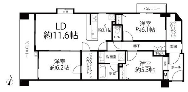 ダイアパレスグランデージ四つ木の間取り