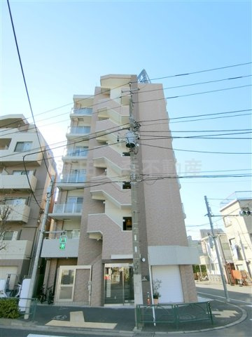 ルクシェール武蔵新田の外観|2014年9月築　RC鉄筋コンクリート造地上7階建て総戸数10戸のペット可分譲賃貸マンション　東急多摩川線武蔵新田駅近徒歩2分、東急池上線千鳥町駅徒歩7分