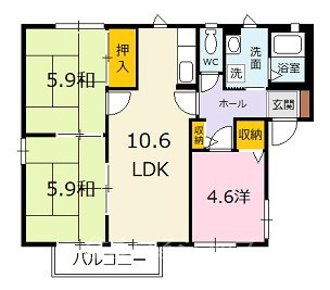 広島市安佐北区安佐町大字飯室のアパートの間取り