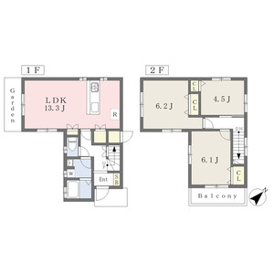 【間取り】 | 飾磨区西浜町１丁目借家　１０号棟