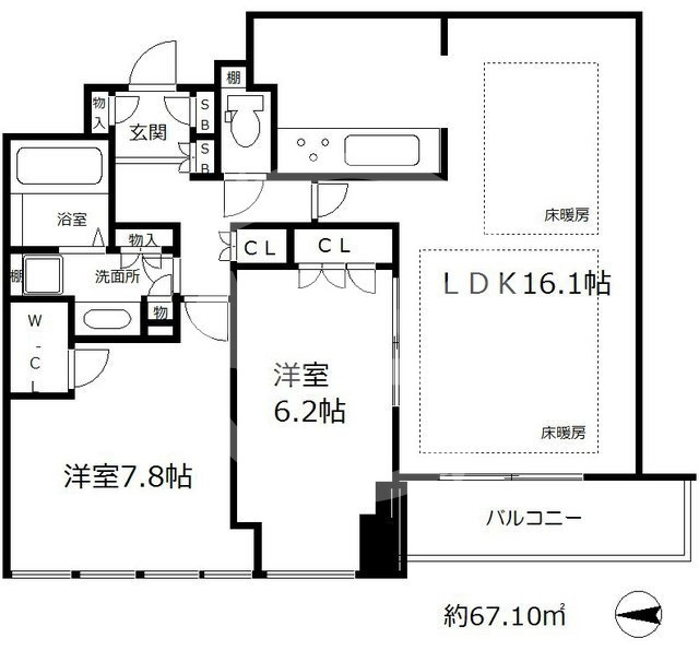 ジオタワー天六の間取り|ジオタワー天六　開放感ある間取り