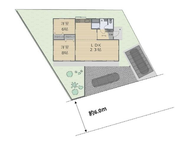 宇都宮市下田原町　2ＬＤＫ　中古住宅の区画図