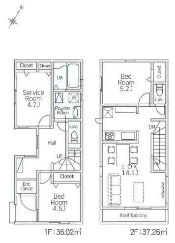大和市西鶴間2丁目新築戸建て　24-1期1号棟の間取り|間取図「大和市西鶴間2丁目新築戸建て　1号棟」