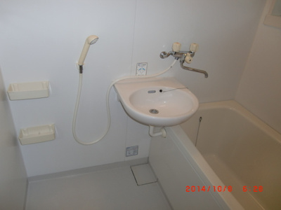 洗面台が浴室内にあります