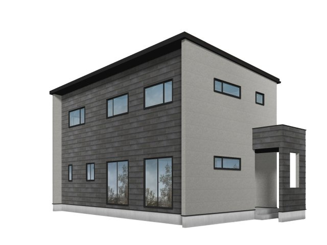 山形市伊達城2-15-5の外観|外観パース
飽きのこないシンプルな形と、シックなグレーで高級感◎