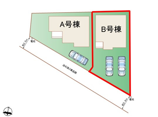 ハートフルタウン上戸祭町2期　Ｂ号棟の区画図|Ｂ号棟