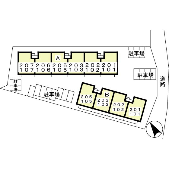 サニーコート田辺　Bの区画図