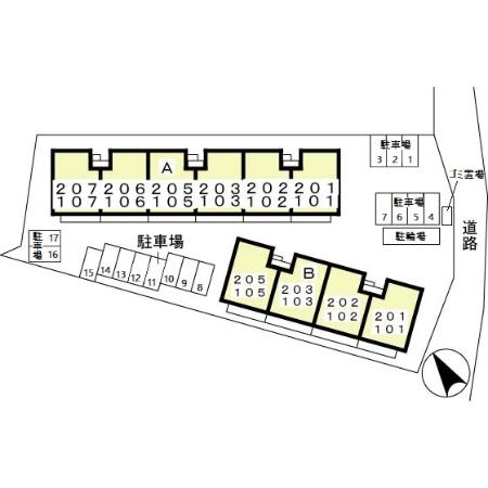サニーコート田辺　Bの区画図