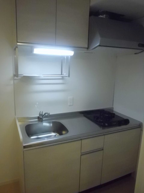 横浜ミナトハイムのキッチン|上下の収納も豊富なガス２口システムキッチン