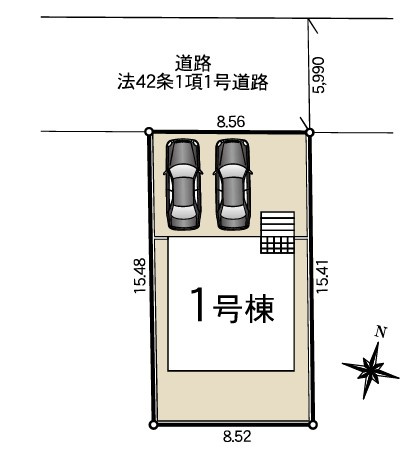 クレイドルガーデン山本第4　の区画図|1号棟