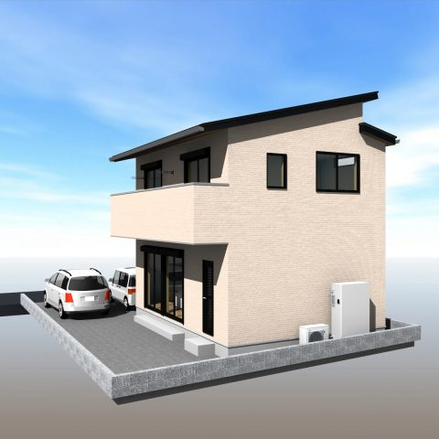 高知市朝倉本町（中）新築住宅の外観パース|外観予想図