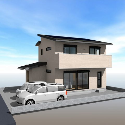 高知市朝倉本町（中）新築住宅の外観パース|外観予想図