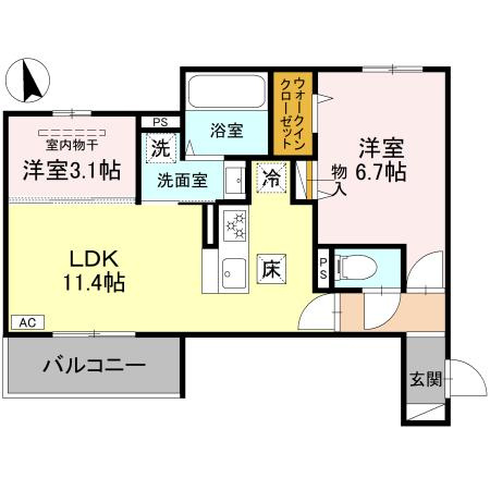 メゾン　ド　ソルテA棟の間取り