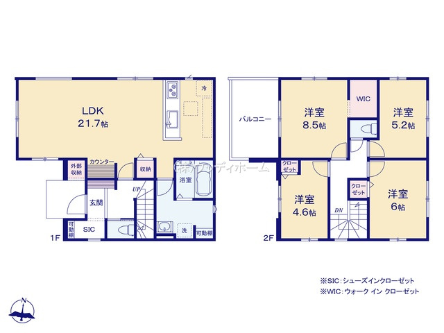 越谷市千間台西29期　新築一戸建ての間取り
