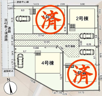 【区画図】 | 郡山市田村町金屋新築一戸建て4棟