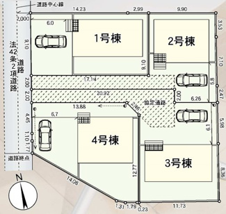 【区画図】 | 郡山市田村町金屋新築一戸建て4棟