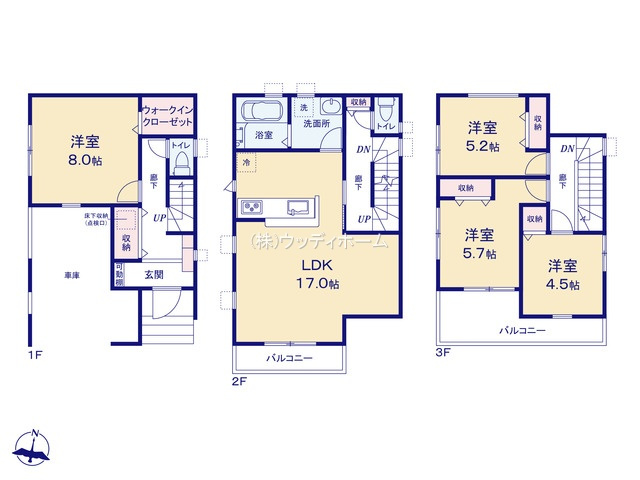 越谷市大袋第2　新築一戸建ての区画図