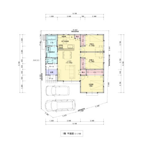 福井東町（南）　売土地　（建築条件付）の土地図＋建物プラン例|参考間取り図