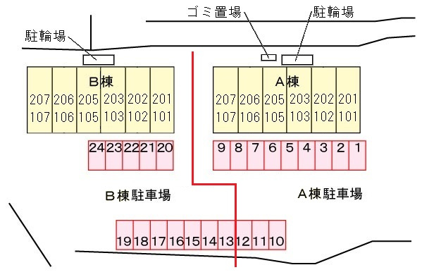 サンハイツ長者ヶ台Ａ棟の区画図