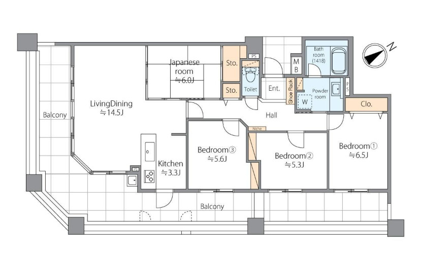 モントーレ香椎スクエア　サウスウイングの間取り