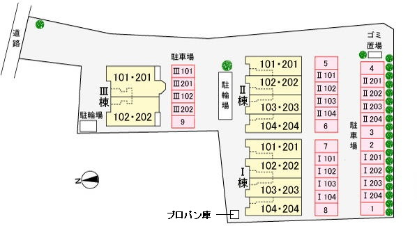 ガーデンハウスやしろ　Ⅰの区画図|駐車場