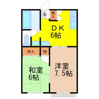 【間取り】 | グリーンハイツB | 現況優先