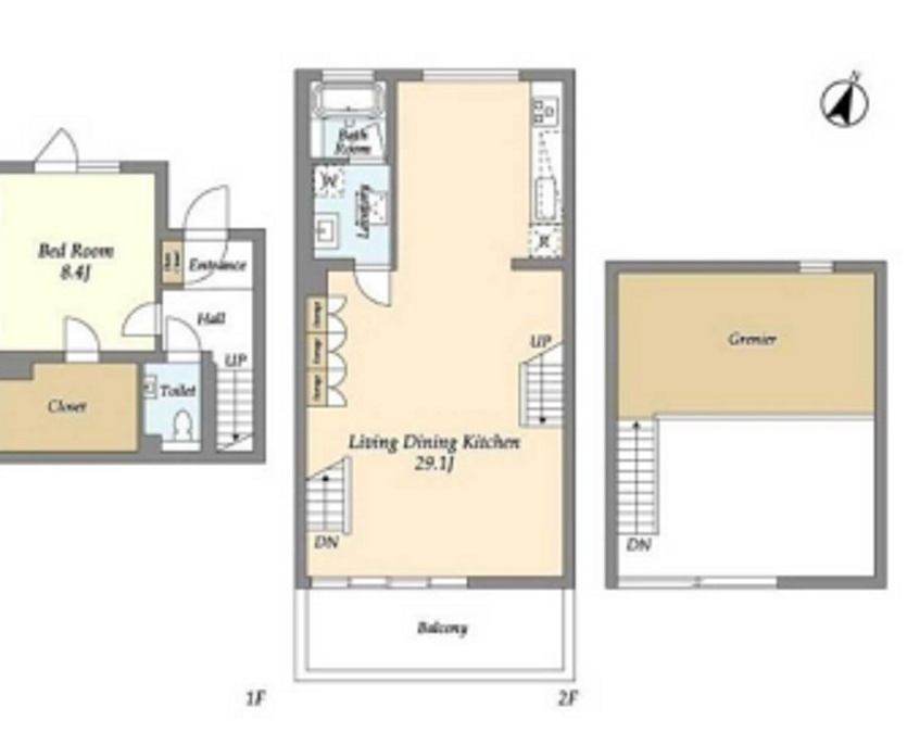 Hyggeヒュッゲの間取り|90平米超えメゾネットの1LDK