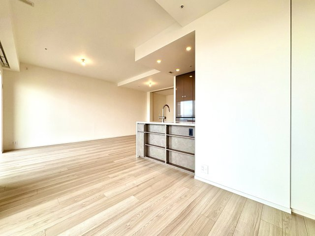 SKY DUO PARK VILLAGE T棟  47階の居間・リビング|東向きの明るいリビングダイニングキッチン（約20.9帖）です。