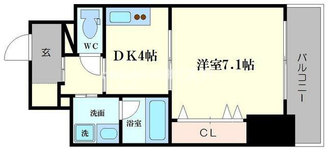 大阪市中央区中寺２丁目の賃貸マンションの間取り