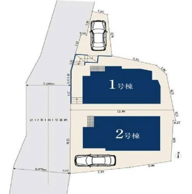 海まで徒歩８分！陽当たり良好な高台の新築戸建の区画図