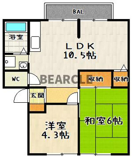【間取り】 | 六地蔵ハイツ