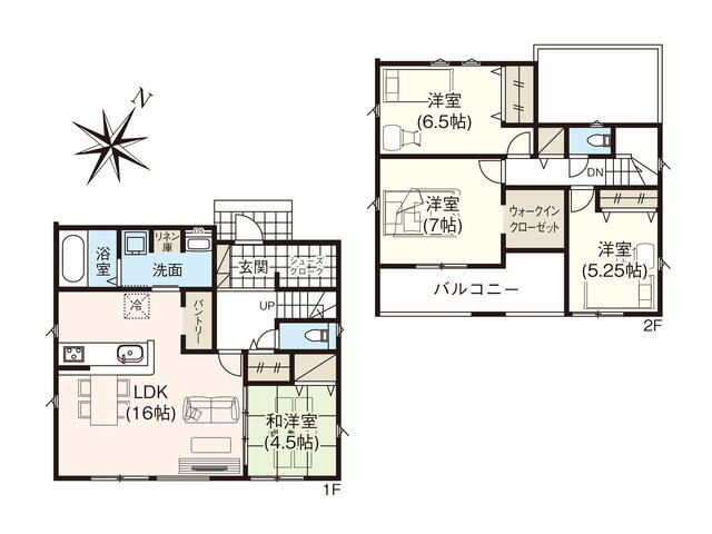 グラファーレ宇都宮市新町２棟　新築一戸建ての間取り