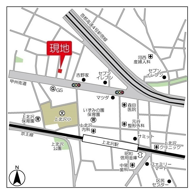 ウェルスクエアイズム上北沢の地図