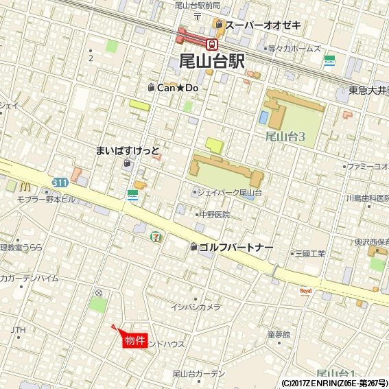 オークヴィラＡ棟の地図