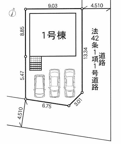 南区磯部新築戸建て　第57-1号棟の区画図|区画図「南区磯部新築戸建て　1号棟」
