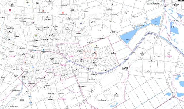 【土地】邑楽郡邑楽町明野　74坪、東小至近※解体更地渡しの地図